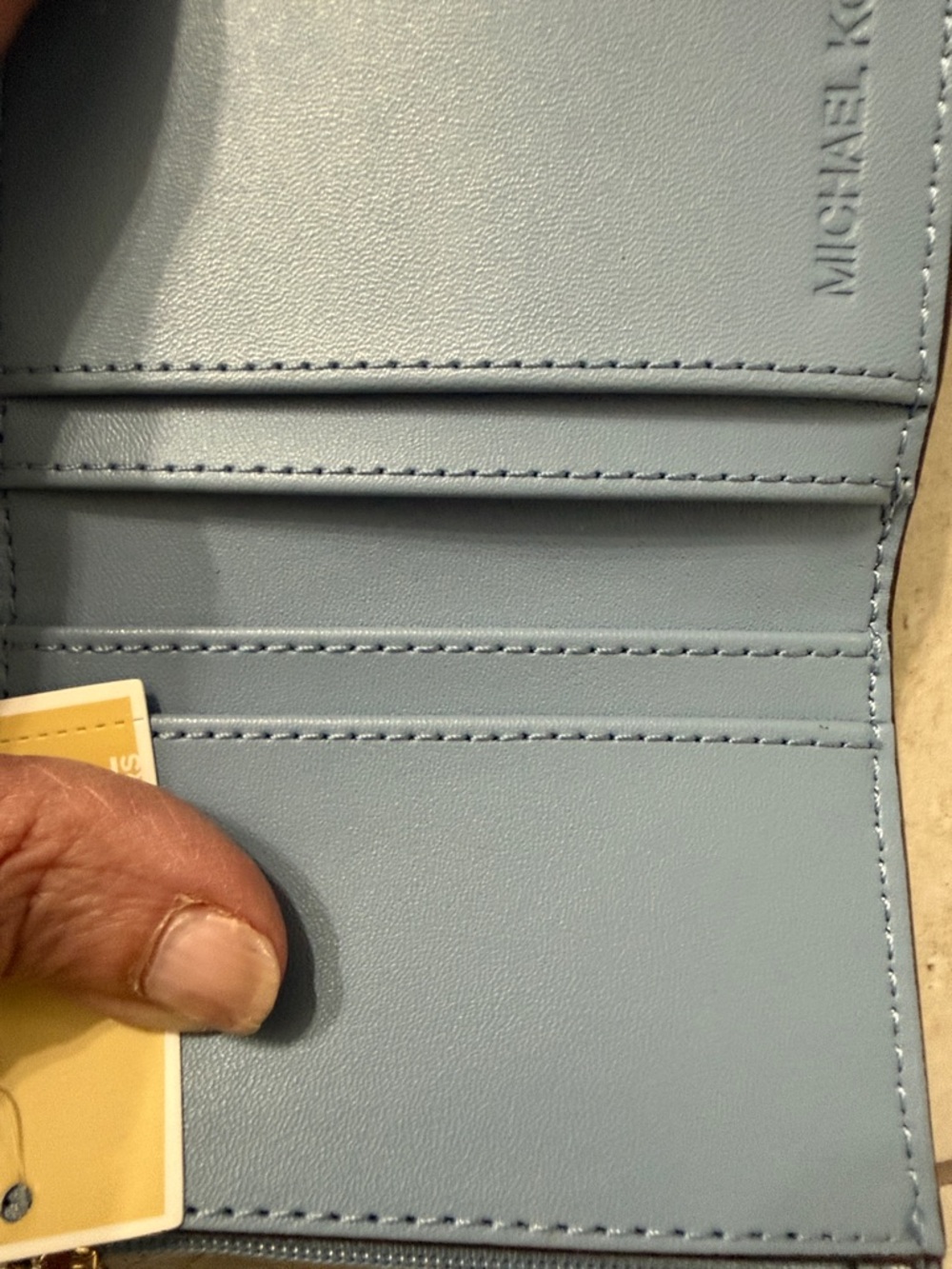 Michael Kors chambray MK Logo Trifold Wallet with Gold Hardware..not - Picture 4 of 5